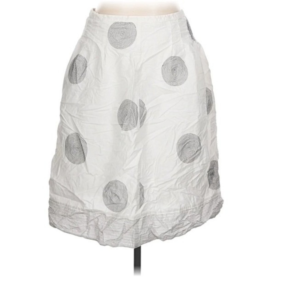 Vintage Talbots Women's Size 14 A-Line Skirt White Embroidered Black Polka Dots